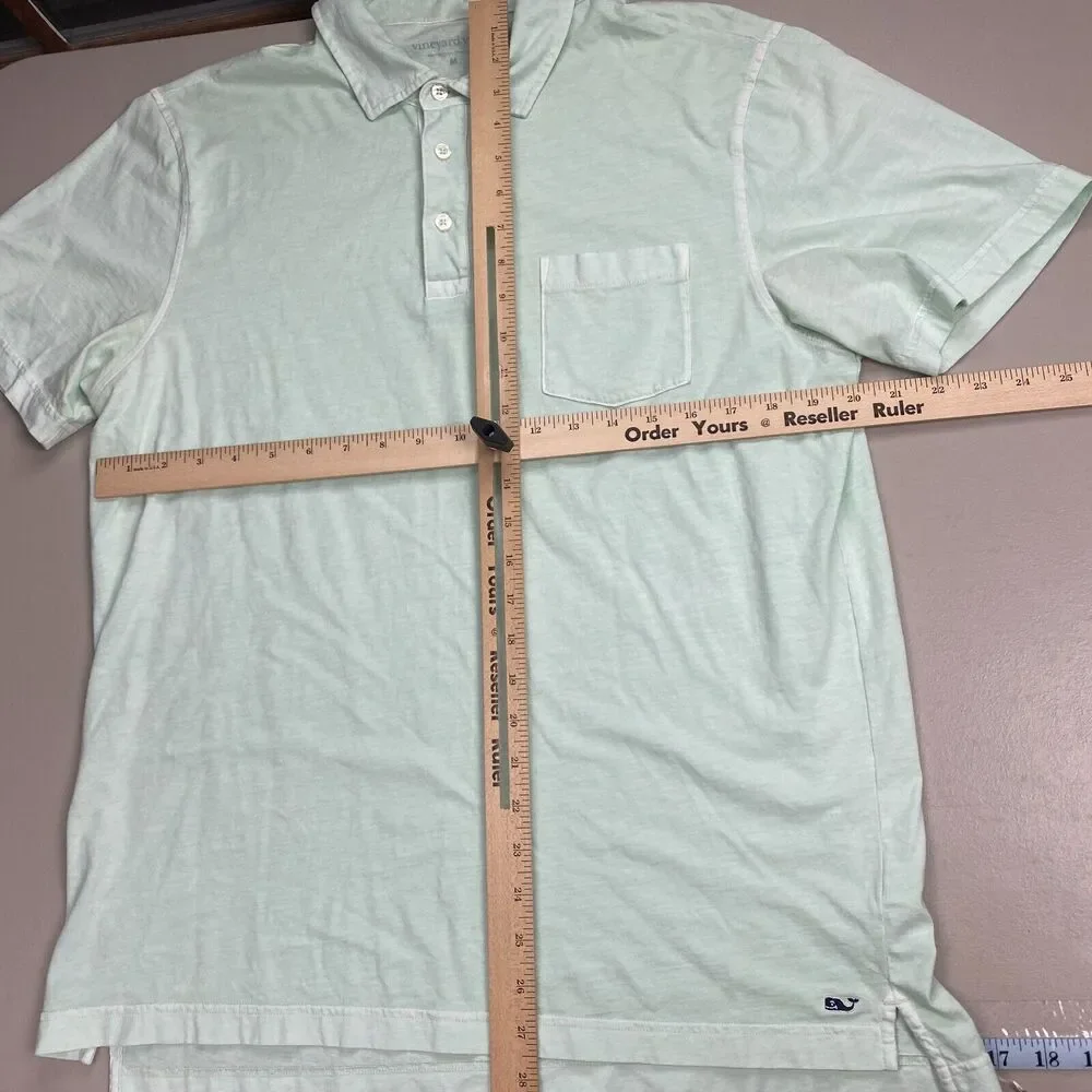 Vineyard Vines Mens Medium Polo Shirt Green Short Sleeve Chest Pocket Whale Logo - Picture 7 of 12